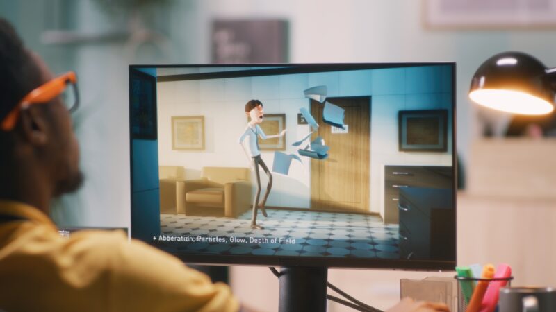 Man,Creating,3d,Cartoon,On,Computer